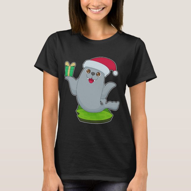 Seal Christmas Package T-Shirt (Front)