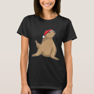 Seal Christmas Santa hat T-Shirt