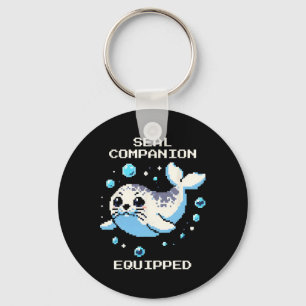 Seal Companion Equipped Pixel Art Seal Retro Vibes Key Ring