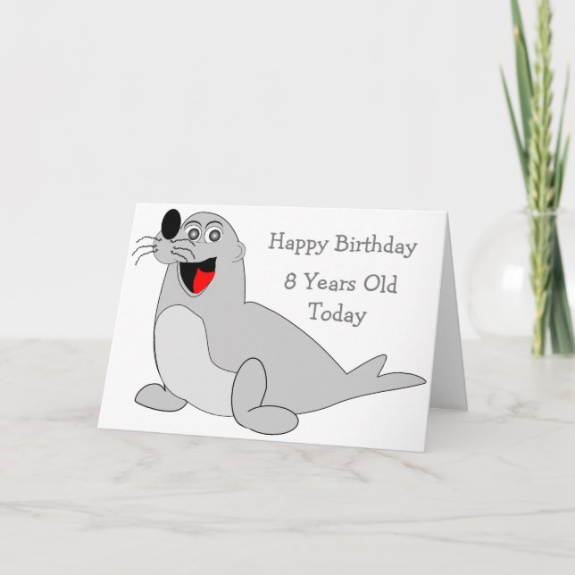 Seal Design Personalised 8th Birthday Card (Front)