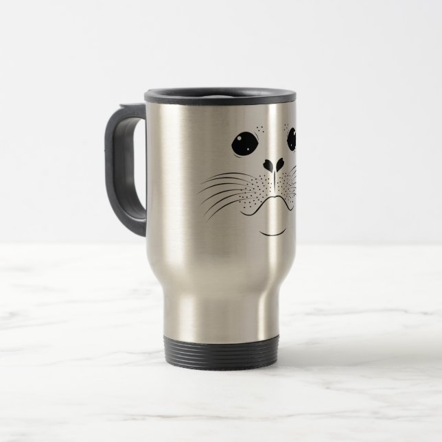 Seal face silhouette travel mug (Front Left)