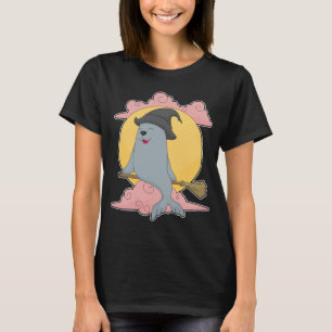 Seal Halloween Witch Broom T-Shirt
