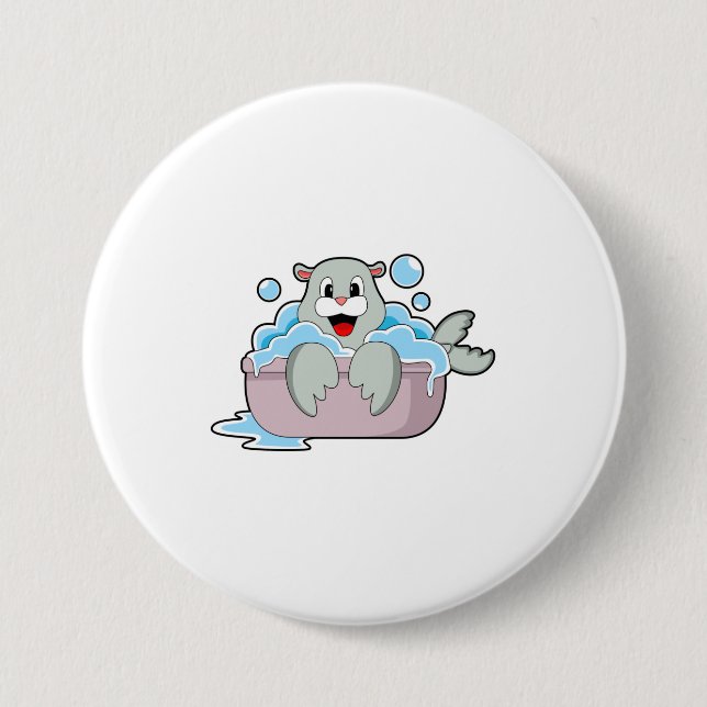 Seal in Bathtub 7.5 Cm Round Badge (Front)