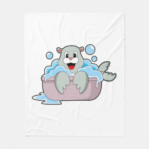 Seal in Bathtub Fleece Blanket