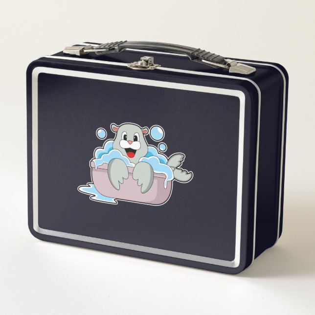 Seal in Bathtub Metal Lunch Box (Front)