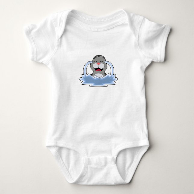 Seal in Water Baby Bodysuit (Front)
