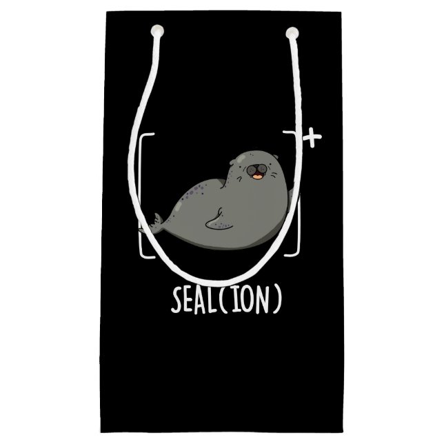 Seal Ion Funny Sea Lion Pun Dark BG Small Gift Bag (Front)