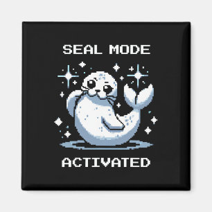 Seal Mode Activated Pixel Art Seal Retro Gamer Sty Magnet