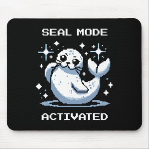 Seal Mode Activated Pixel Art Seal Retro Gamer Sty Mouse Mat