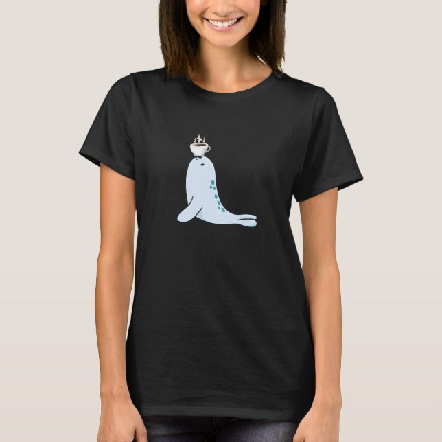 Seal Morning Coffee Sea Lion Water Animal Ocean Li T-Shirt (Front)