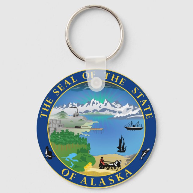 Seal of Alaska State USA Keychain (Front)