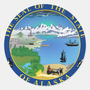 Seal of Alaska State USA Round Sticker