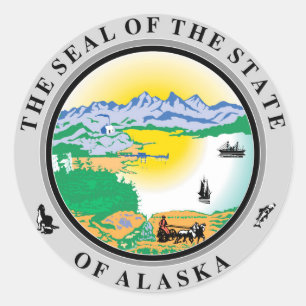 Seal of Alaska State USA Round Sticker