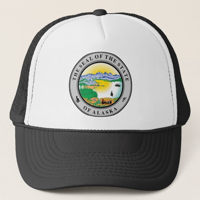 Seal of Alaska State USA Trucker Hat (Front)