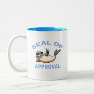 Seal Of Approval Funny Punny Design Two-Tone Coffee Mug