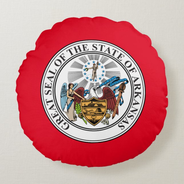 Seal of Arkansas Round Cushion (Front)