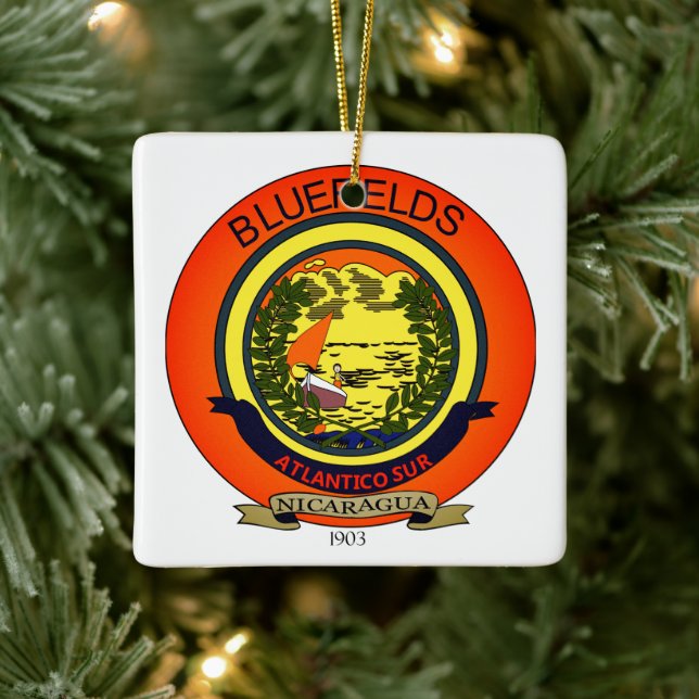 Seal of Bluefields, Nicaragua Ceramic Ornament (Tree)
