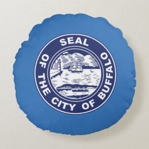 Seal of Buffalo, New York Round Cushion