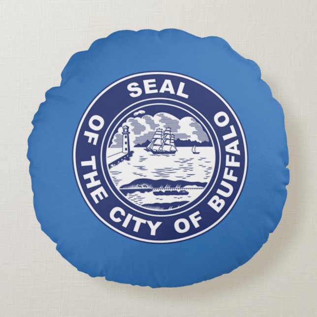 Seal of Buffalo, New York Round Cushion (Front)