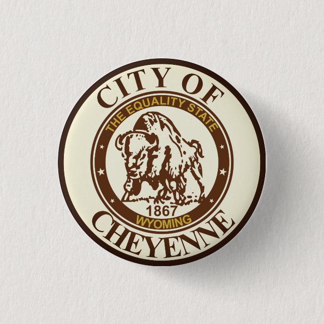 Seal of Cheyenne, Wyoming 3 Cm Round Badge (Front)