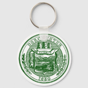 Seal of Dorchester Massachusetts, green Key Ring