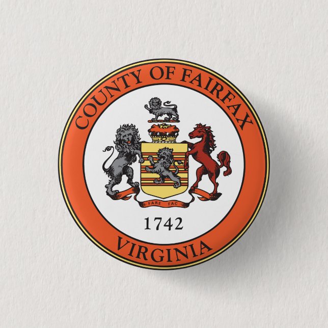 Seal of Fairfax County, Virginia 3 Cm Round Badge (Front)
