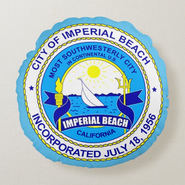 seal of Imperial Beach, California Round Cushion (Front)