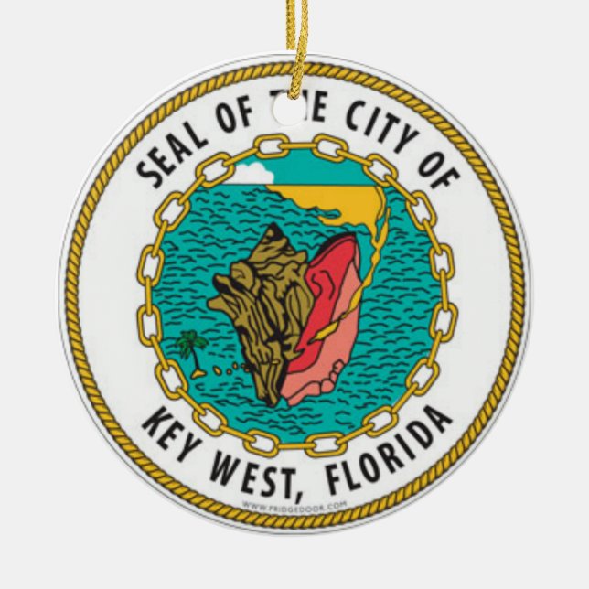 Seal of Key West, Florida Ceramic Tree Decoration (Front)