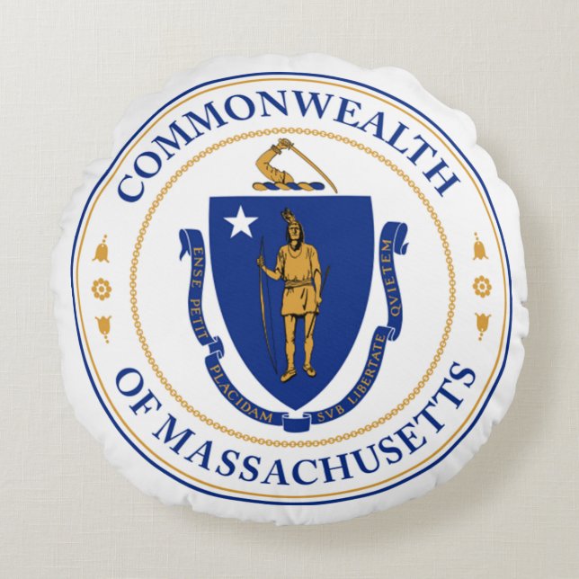 Seal of Massachusetts Round Cushion (Front)