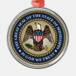 Seal of Mississippi Metal Tree Decoration