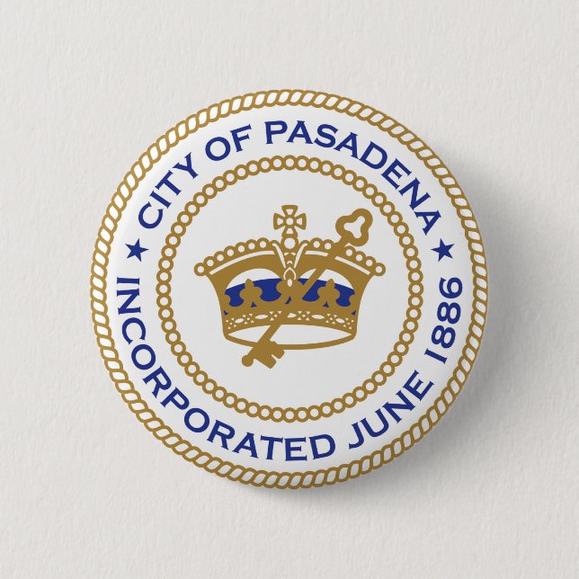 Seal of Pasadena, California 6 Cm Round Badge (Front)