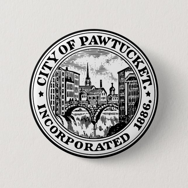 Seal of Pawtucket, Rhode Island 6 Cm Round Badge (Front)