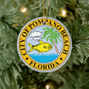 Seal of Pompano Beach, Florida Ceramic Tree Decoration