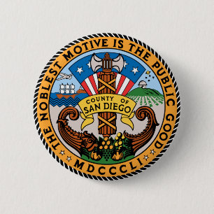 Seal of San Diego County, California 6 Cm Round Badge