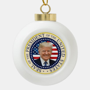 Seal of the 47th President Trump won 2024 Ceramic Ball Christmas Ornament