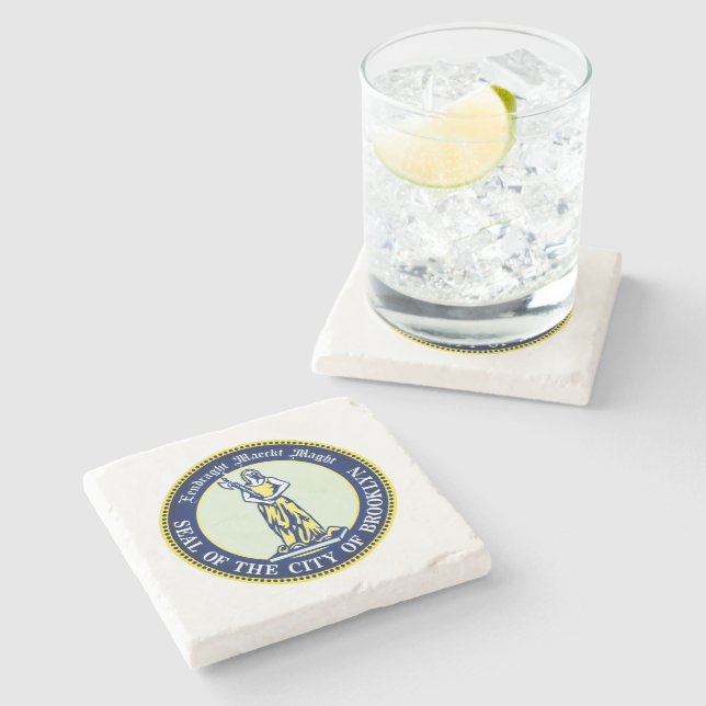 Seal of the Borough of Brooklyn, New York Stone Coaster (Side)