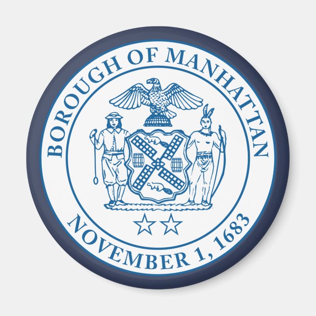Seal of the Borough of Manhattan, NYC Magnet (Front)