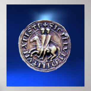 SEAL OF THE KNIGHTS TEMPLAR dark gem blue Poster