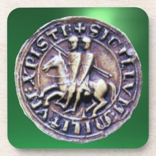 SEAL OF THE KNIGHTS TEMPLAR  gem green Coaster