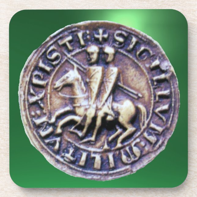 SEAL OF THE KNIGHTS TEMPLAR  gem green Coaster (Front)