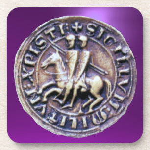 SEAL OF THE KNIGHTS TEMPLAR gem purple Coaster