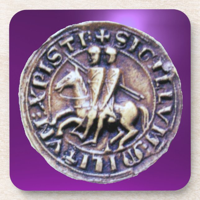 SEAL OF THE KNIGHTS TEMPLAR  gem  purple Coaster (Front)