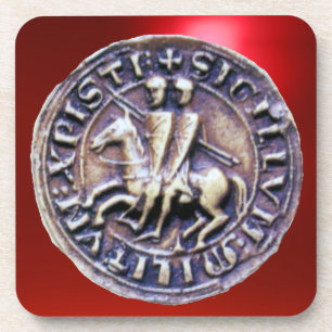 SEAL OF THE KNIGHTS TEMPLAR  gem  red Coaster