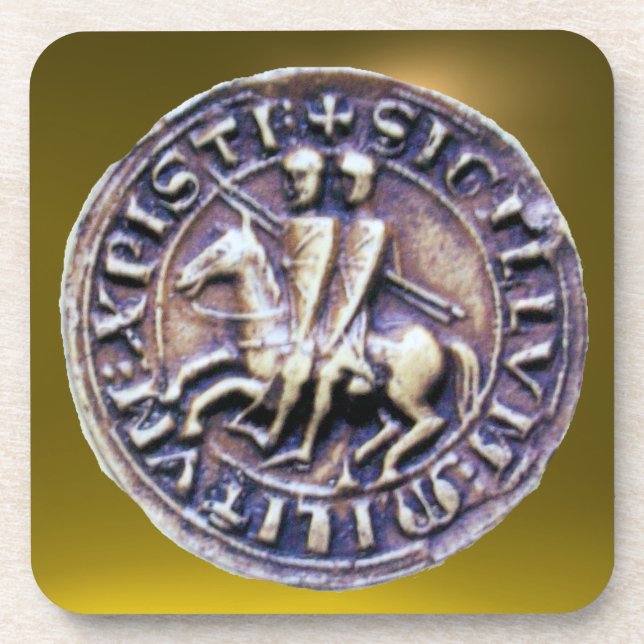 SEAL OF THE KNIGHTS TEMPLAR  gem yellow Coaster (Front)