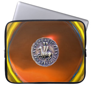SEAL OF THE KNIGHTS TEMPLAR grey gem orange Laptop Sleeve