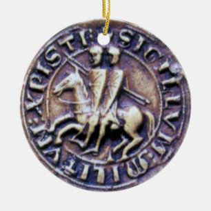 SEAL OF THE KNIGHTS TEMPLAR MONOGRAM gem blue Ceramic Tree Decoration