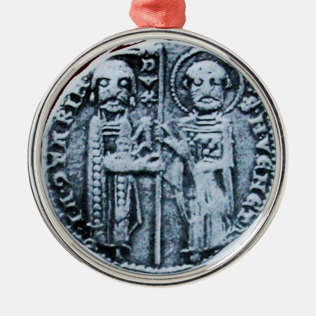 SEAL OF THE KNIGHTS TEMPLAR MONOGRAM gem purple Metal Tree Decoration (Front)