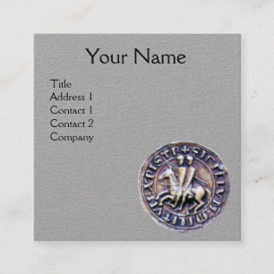 SEAL OF THE KNIGHTS TEMPLAR MONOGRAM Grey Paper Square Business Card