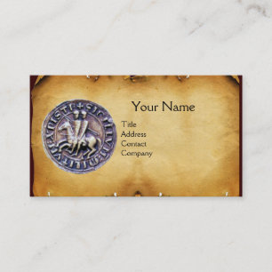 SEAL OF THE KNIGHTS TEMPLAR MONOGRAM parchment Business Card