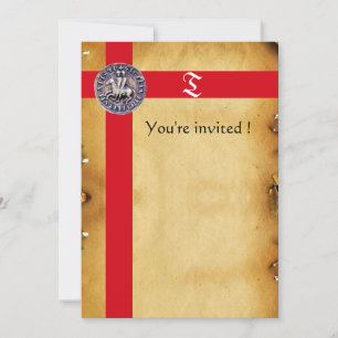 SEAL OF THE KNIGHTS TEMPLAR, Monogram  Parchment Invitation